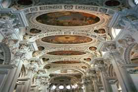 Detail of the ceiling inside St Stephen's Cathedral, Passau