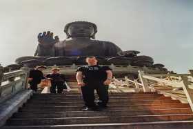 The Tian Tan Big Buddha (and me!) at Po Lin Monastery
