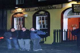 Outside the famous Khushi's curry house in Edinburgh