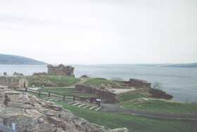 The ruins of Urquhart Castle alongside Loch Ness