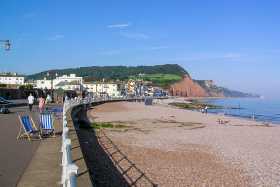 Sidmouth promenade and Salcombe Hill