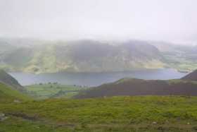 A revelation - the weather clears mid-afternoon, revealing Crummock Water below