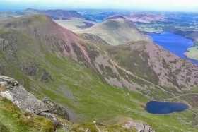 Red Pike and Bleaberry Tarn from High Stile - Crummock Water and Mellbreak fell make up the background