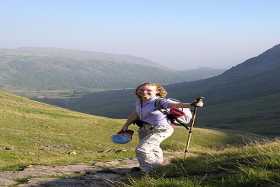 Heather on the walk up Grains Gill