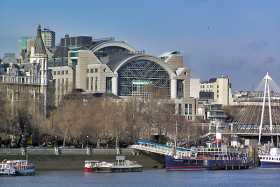 The Thames riverfront at Charing Cross Station