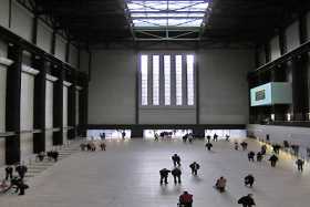Inside the turbine hall at Tate Modern, a former power station turned modern art gallery