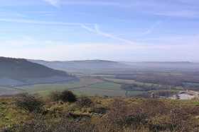 The view west from atop Wolstonbury towards Devils Dyke and Truleigh hill