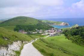Lulworth Cove - its circular shape is due to clays eroding faster than the seaward limestone cliffs and landward chalk hills
