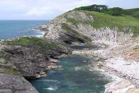 Stair Hole, a cove in its infancy, next to Lulworth Cove