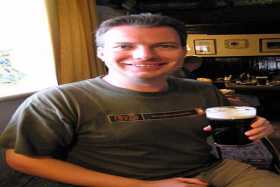 Enjoying a perfect pint of Theakston's Old Peculiar in the Lion pub on the North Yorkshire Moors