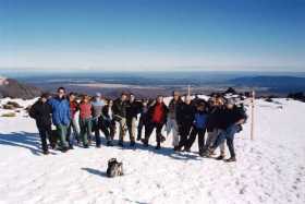 Crampons on for the climb from Ngauruhoe to Red Crater