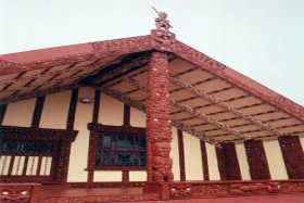 The impressive Tamatekapua marae at Ohinemutu in Rotorua