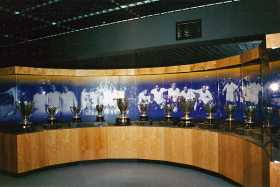 Some of the vast trophy collection in the Real Madrid museum