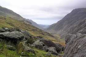 Looking along the Pass of Llanberis from the Pyg Track