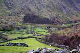 The verdant slopes in the Pass of Llanberis